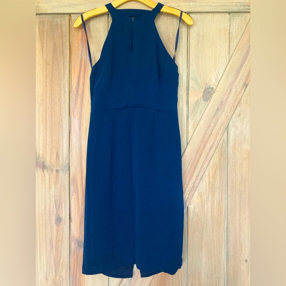 Navy Halter Cocktail Dress - Picture 1 of 6